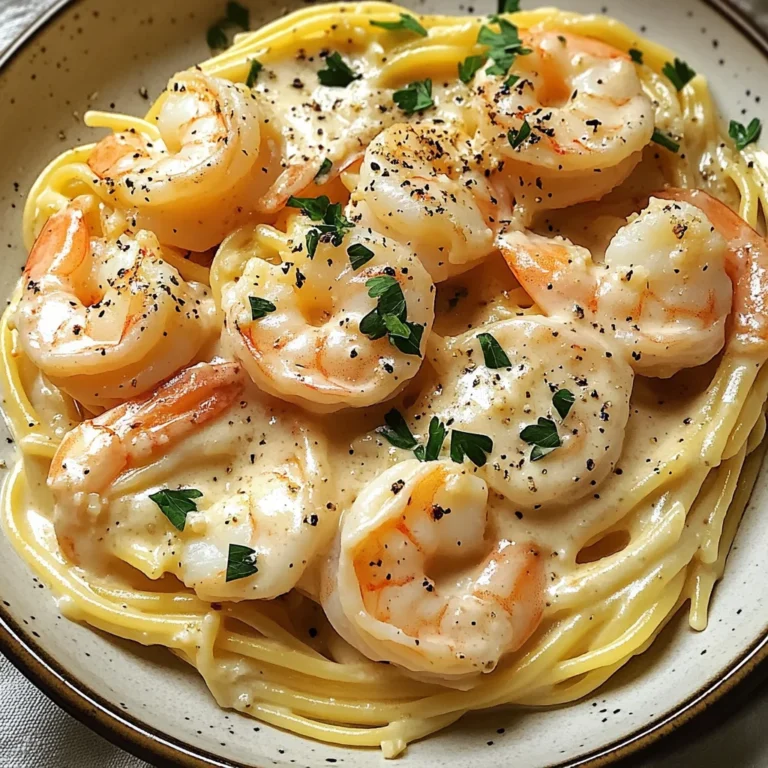 Pâtes crémeuses ail crevettes