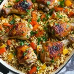 Riz au four poulet légumes