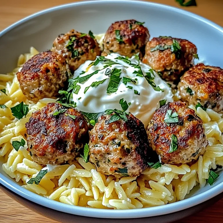 Boulettes Grecques & Orzo Citronné avec Crème de Feta