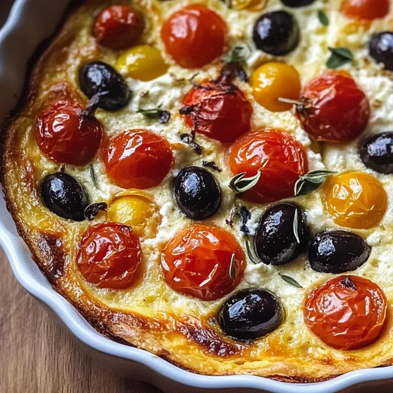 Clafoutis salé aux tomates cerise, olives et chèvre