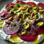 Feta battue, betteraves, pistaches