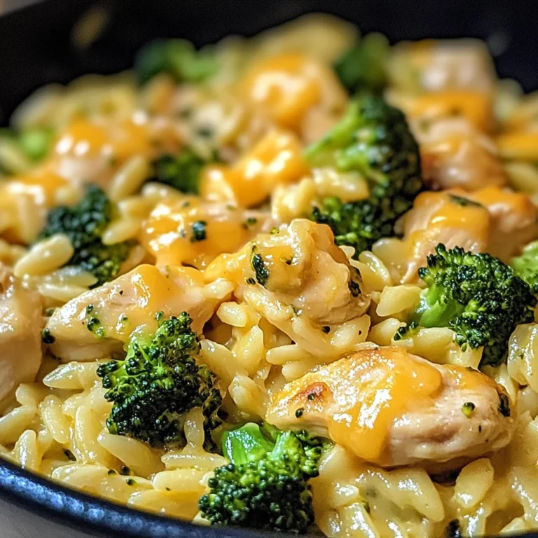 Poulet brocoli orzo au cheddar