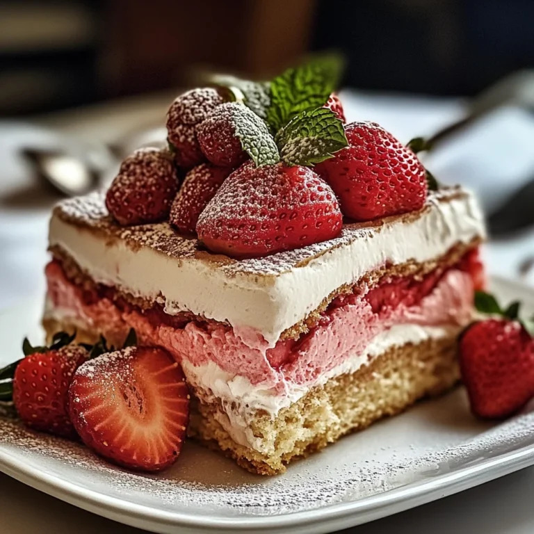 Tiramisu à la fraise avec biscuits roses de Reims